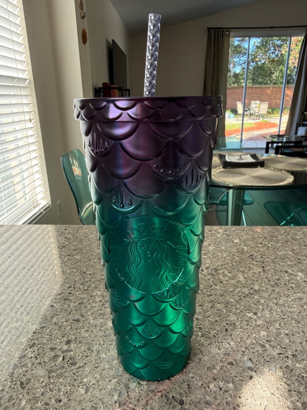 Starbucks Purple to Teal Ombre Mermaid Scale Tumbler
